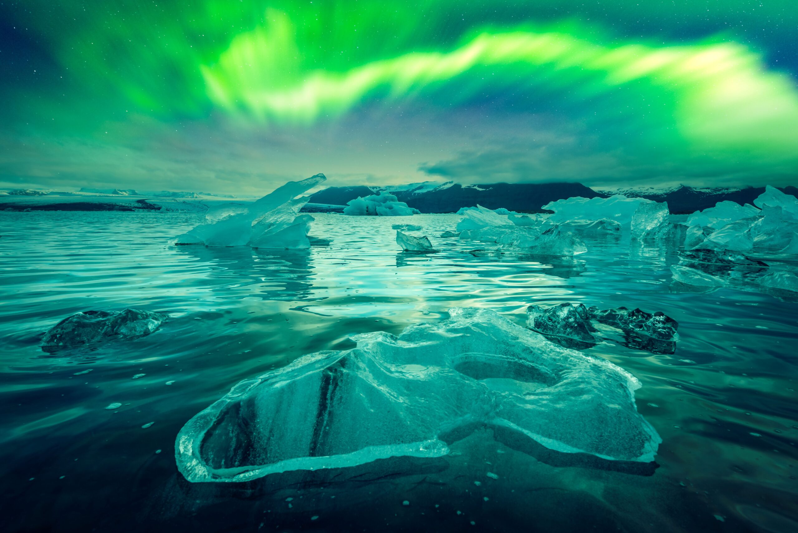 Jokulsarlon aurora boreal - Descubriendo Islandia