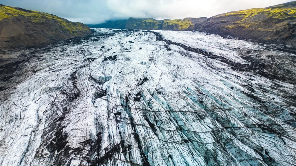 Vista del glaciar Sólheimajökull en el sur de Islandia