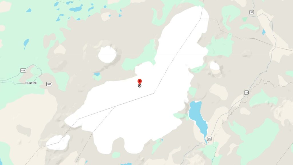 Mapa del glaciar Langjökull en Islandia cerca de Húsafell en el oeste del país.