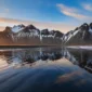 stokksnes vestrahorn playa reflejo atardecer islandia 85x85